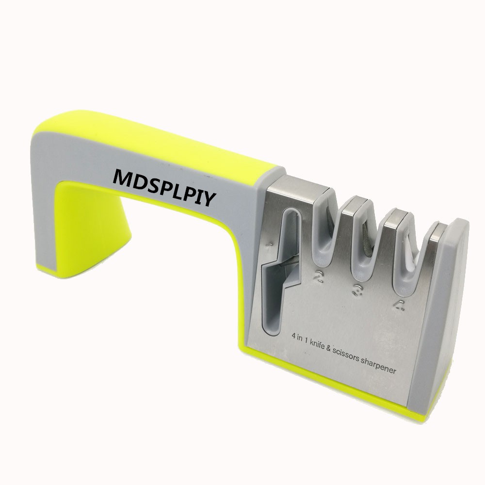 

MDSPLPIY Knife Sharpener 4 in 1 Diamond Kitchen Coated&Fine Ceramic Rod Knife and Scissors