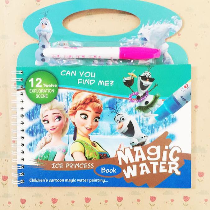 AB02 Magic water color book aqua buku mewarnai air disney dino frozen