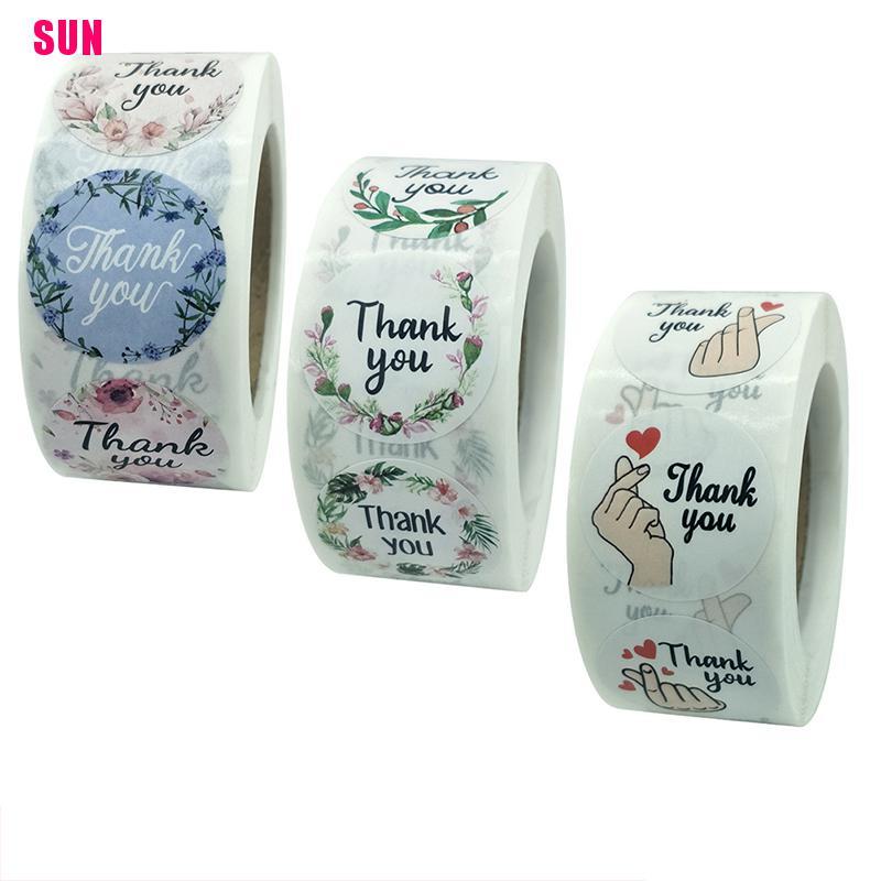 500pcs / Roll Stiker Label Segel Desain Thank You Untuk Alat Tulis