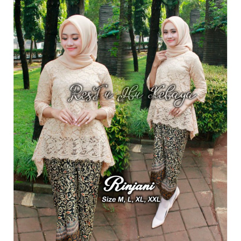 SETELAN KEBAYA RINJANI MIX ROK LILIT / KEBAYA RINJANI JUMBO / DUSTY / MOCCA / GOLD / COKSU