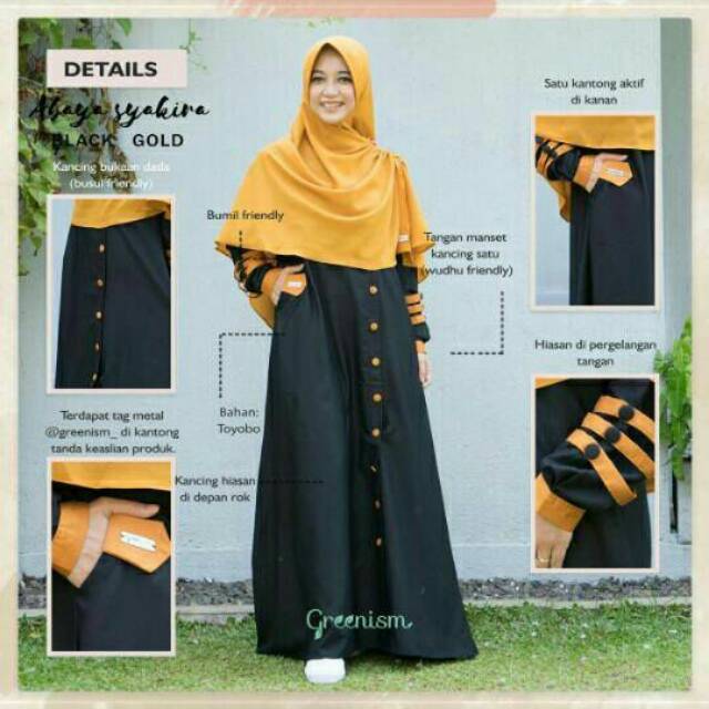 Abaya Syakira Black gold