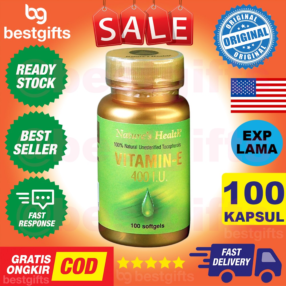 NATURE'S NATURES NATURE HEALTH VITAMIN VIT E 400IU 400 IU IMUNITAS ANTIOKSIDAN ANTI AGING 100 KAPSUL