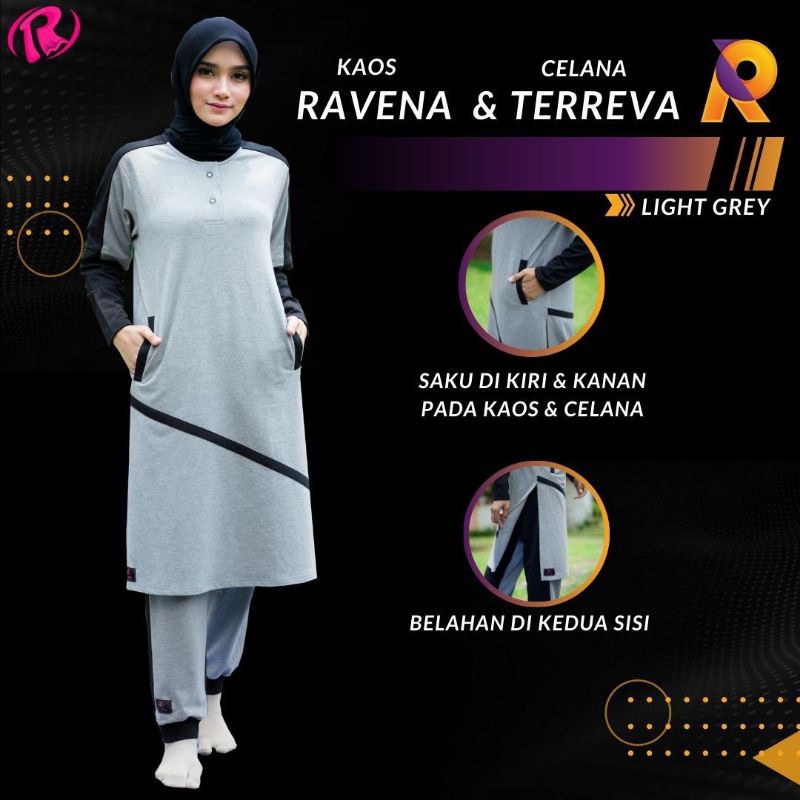 Kaos Olahraga Wanita Muslim Muslimah lengan Panjang Syari Hijab Baju Olahraga Senam Wanita Terreva