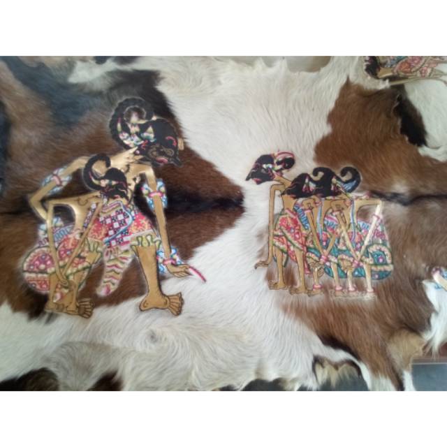 Lukisan wayang kulit set Pandawa lima Punokawan / Hiasan Dinding Kulit Kambing