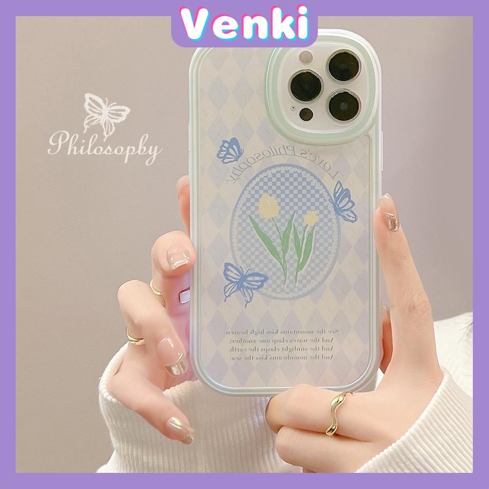 iPhone Case Silicone Soft Case Clear Case TPU Airbag Shockproof Full Coverage Protection Camera Blue Butterfly Flowers For iPhone 13 Pro Max iPhone 12 Pro Max iPhone 11 iPhone7Plus