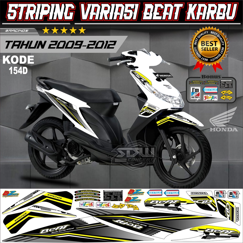 Striping Beat Karbu Stiker Lis Motor Beat Karbu Variasi kode 154