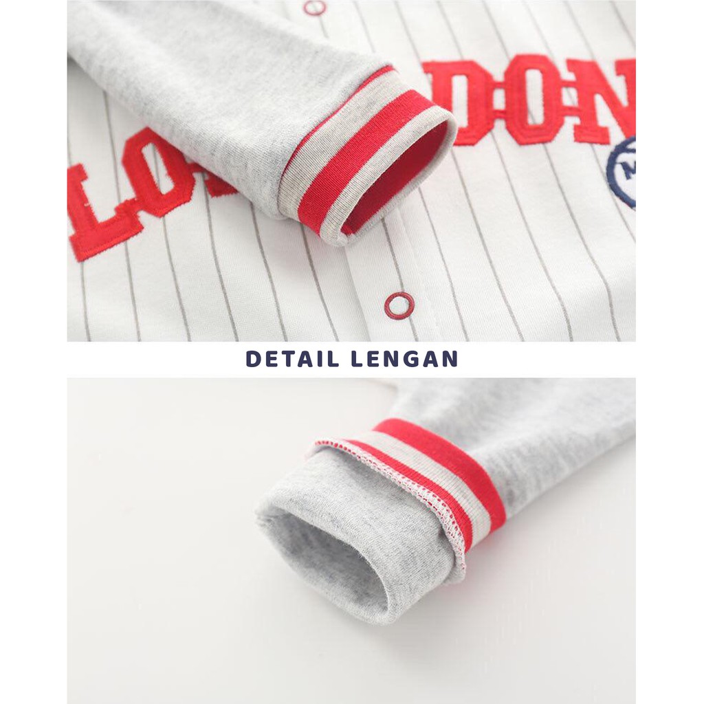 [COD] baju bayi import korea motif BASEBALL LONDON MERAH / jumper premium  QUALITY 100% KATUN jumper bayi lengan panjang BA-240/Babylovanta