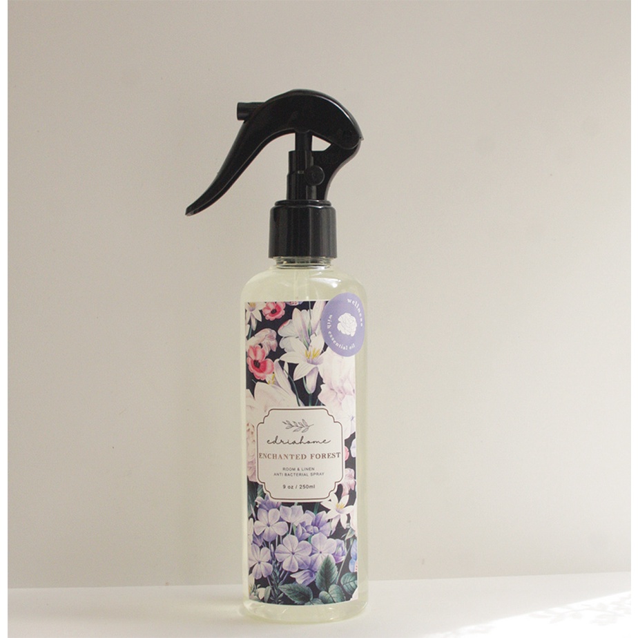 Edriahome Room and Linen Spray Enchanted Forest 250 ML/ Spring in Provence Series/ Anti Bacterial/ Multipurpose Room and Pillow Spray / Fabric Spray / Bed Spray /  Pillow Spray /  Laundry Spray / Odor Eliminator / Pengharum Ruangan dan Kain