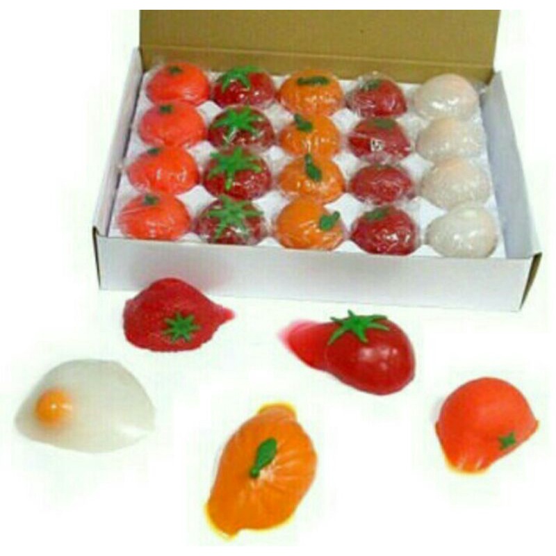 mainan bantingan,telur,jeruk,tomat,spayderman,angri bird,new bola mata