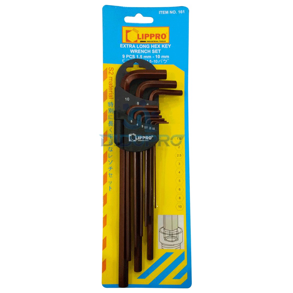 Kunci L Set Lippro 9 pcs Model Biasa Panjang - Hex Key Set