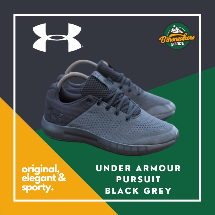 Sepatu Sneakers Under Armour Pursuit Black Grey / Sepatu Casual / Sneakers Pria / Sneakers Original