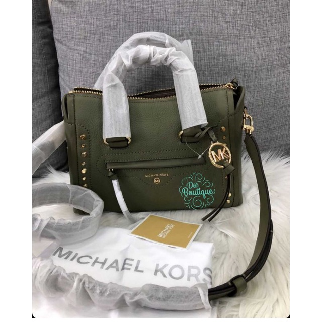 MICHAEL KORS ORI Carine Small Studded Satchel - Army Green