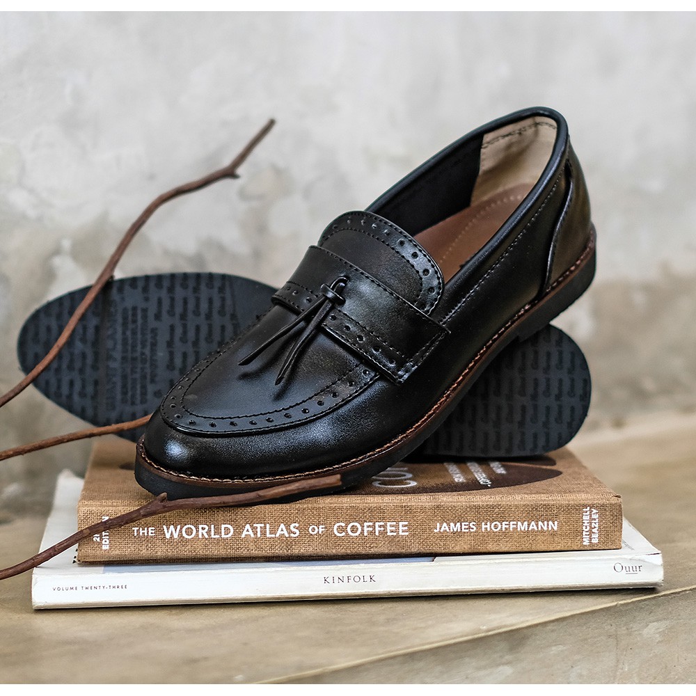 PIETRA BLACK |MNM x GIANT FLAMES| Sepatu Loafers Pria Formal / Kantor