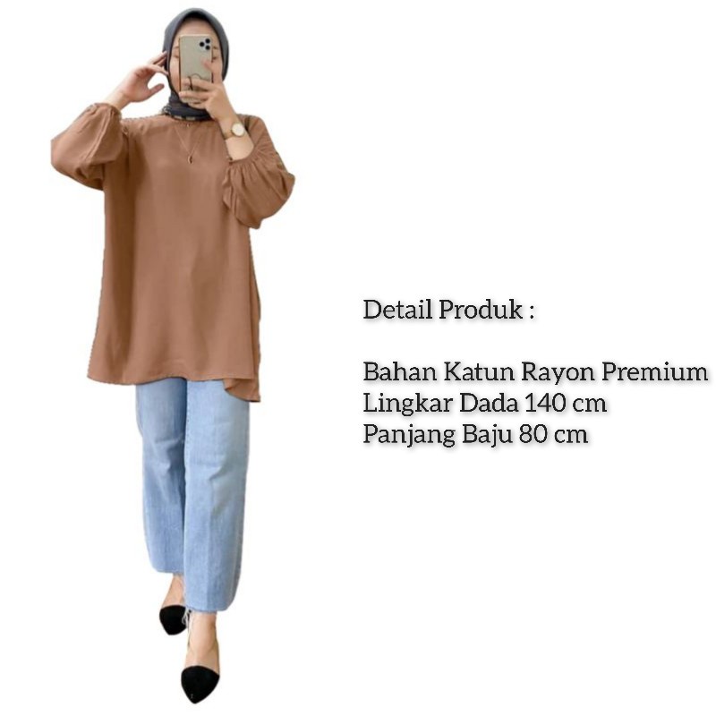 Blouse Wanita Jumbo Oversize Outfit Dara Blus Ootd Baju Atasan Wanita Lengan Panjang Muslim Big Size-8