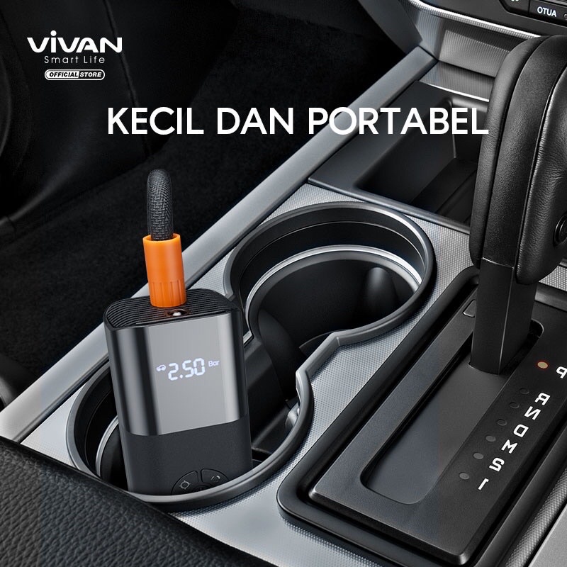 VIVAN VTI02 Pompa Ban Mobil Portable Inflator Tire Elektrik LCD Display Air Compressor Mini Serbaguna Garansi Resmi 1 Tahun