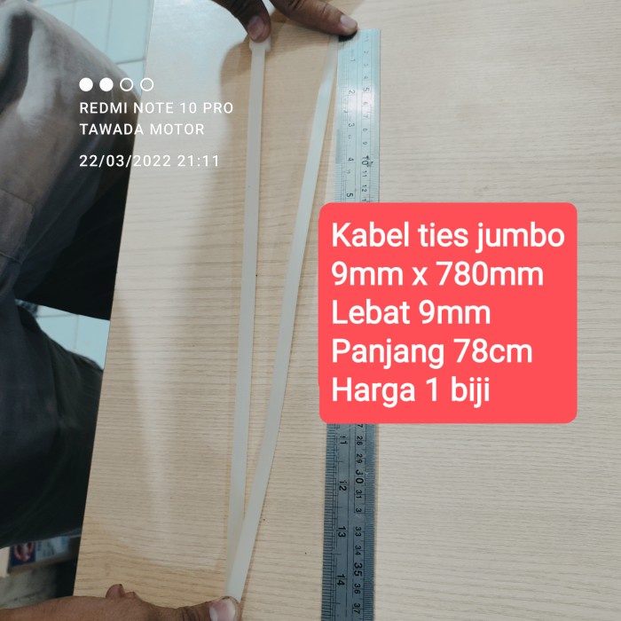 KABEL TIES 78CM NYLON 9MM X 780MM UNTUK DAHAN POHON DLL HARGA 1 BIJI - Putih