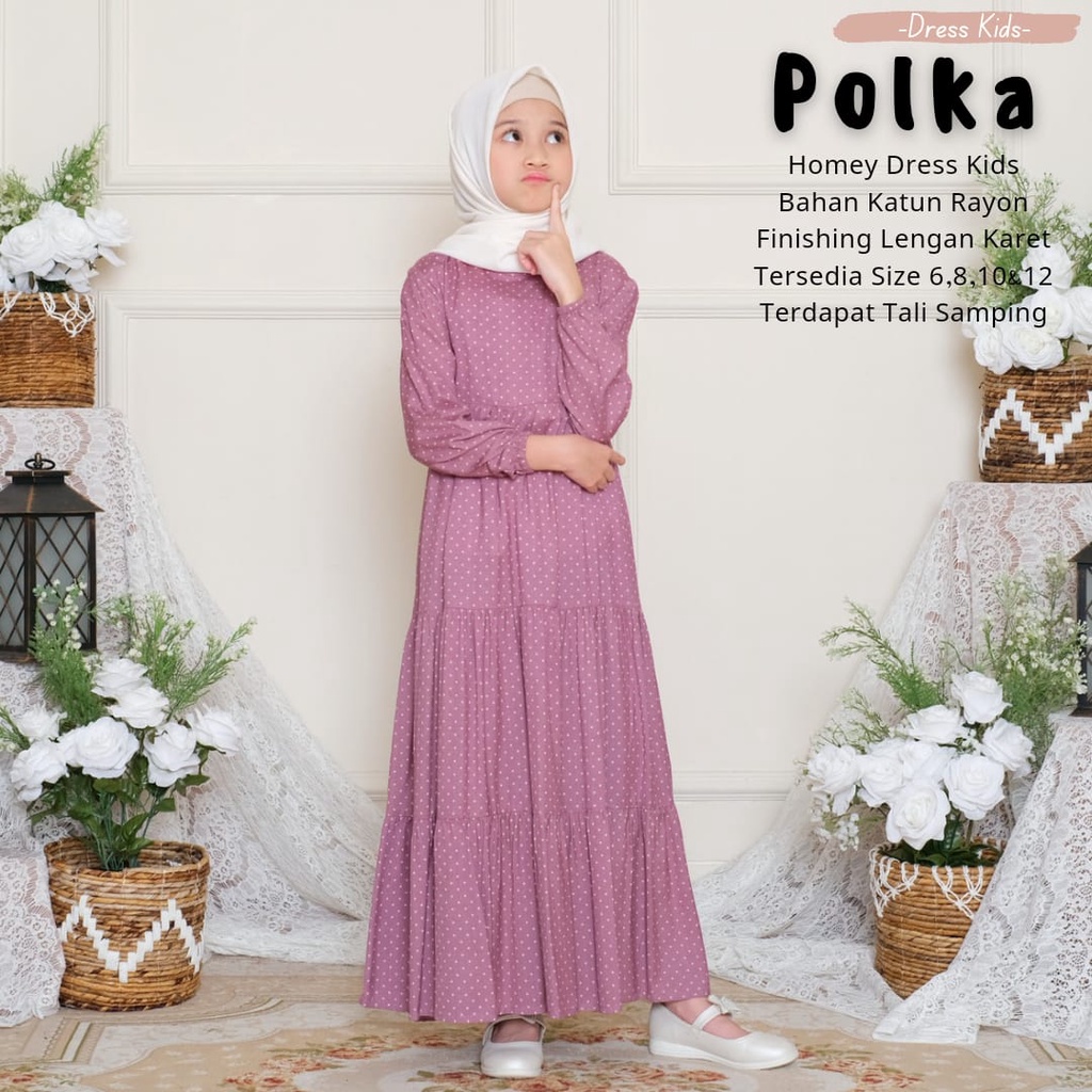 Terlaris-Busana Muslimah Anak-Homey Dress Polka Kids-Gamis Anak Bahan Katun Rayon Premium-Bisa COD