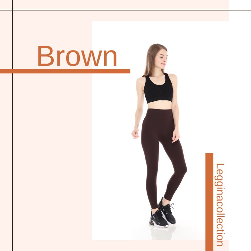 Legging Import PREMIUM Fit to XXL | Celana Legging Wanita Polos Panjang Tebal Warna Coklat