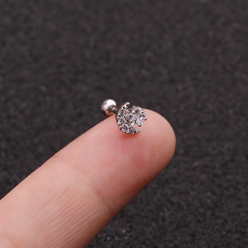 1 Pc Anting Tusuk Mini Model Bintanghati Hias Batu Zircon Untuk Wanita