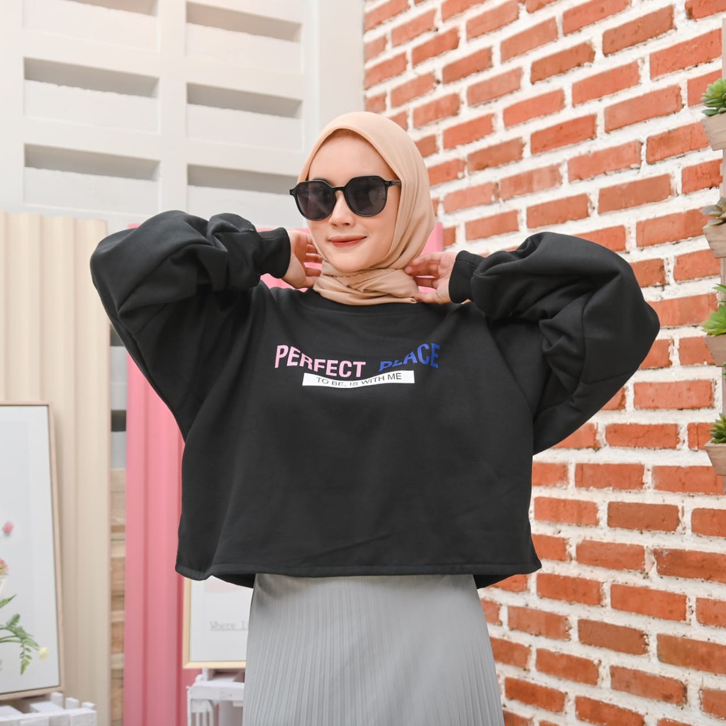 [CYC | COD] Outwear Perfect Place Oversize Sweater Crope Fleece Wanita Trendy Murah