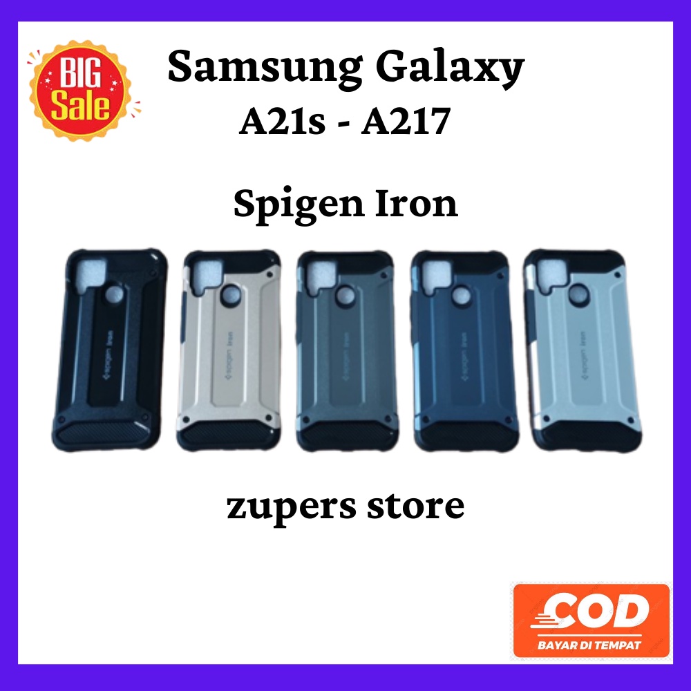 Hard Case Spigen Iron Samsung Galaxy A21s-A217 Casing Robot