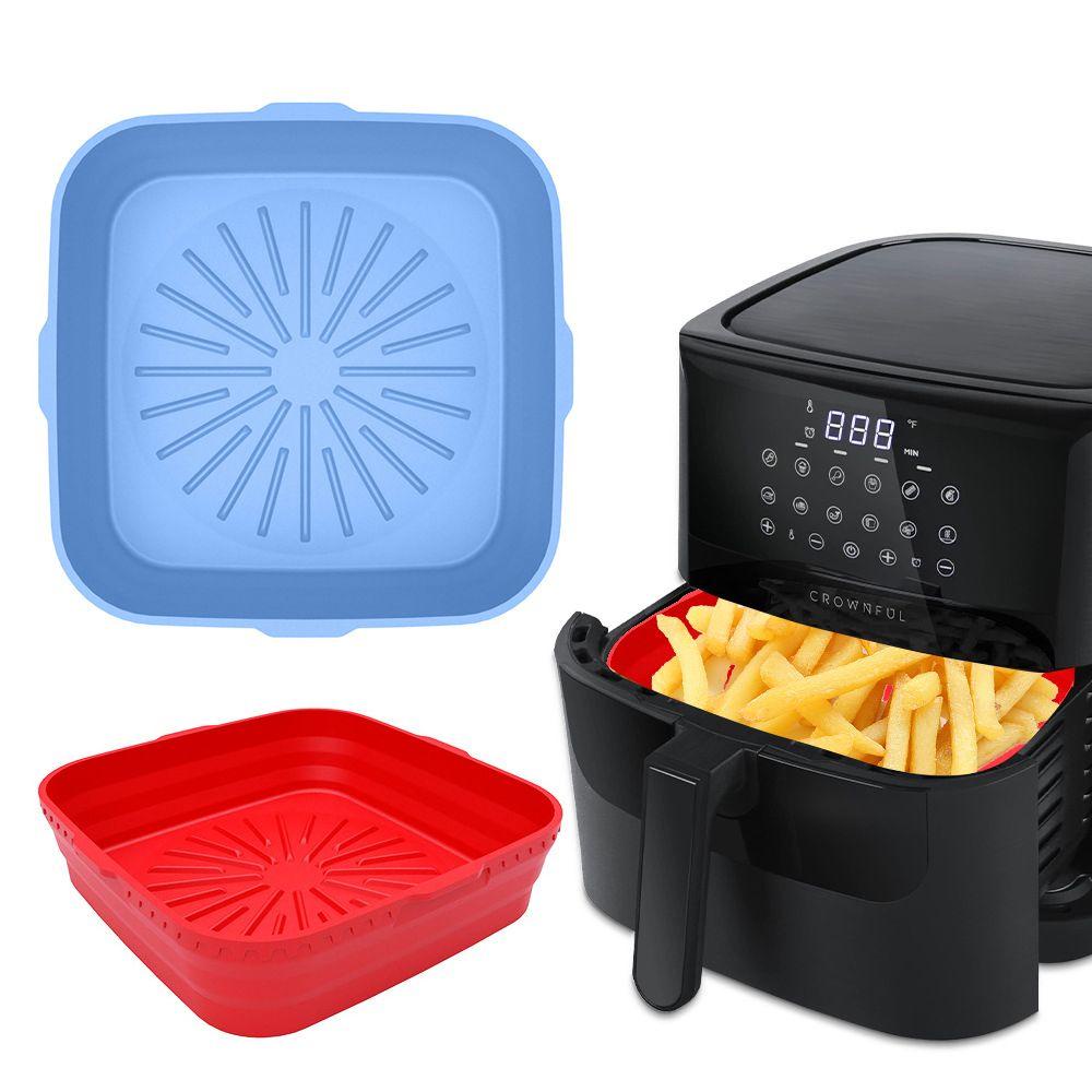 R-FLOWER Panci Silikon Persegi Lipat Lembut Reusable Pizza Plate AirFryer Aksesoris Baking Basket