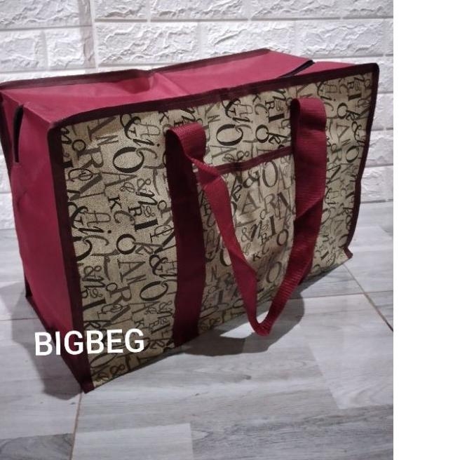 Tas Jinjing Terpal Motif Lebar Kotak Jumbo Tanggung Totebag
