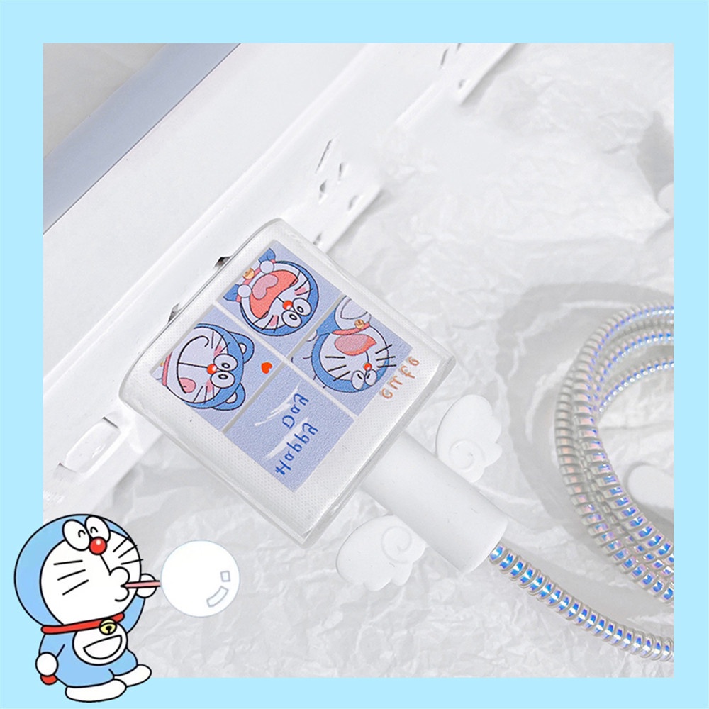 Doraemon Kartun Kabel Data Penutup Pelindung Transparan Cocok untuk 18w/20W Ponsel Charger
