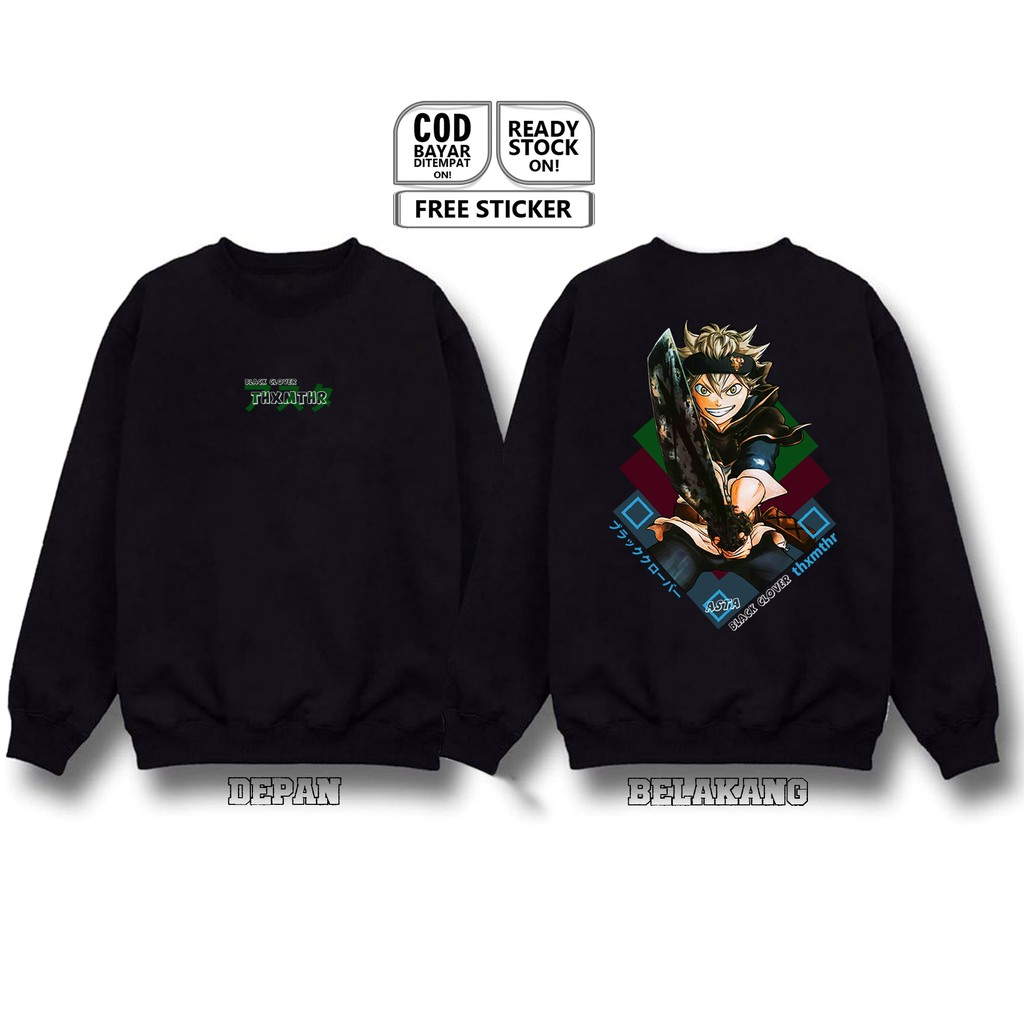 SWEATER CREWNECK ANIME BLACK CLOVER ASTA YAMI SUKEHIRO NOELLE SILVA YUNO JULIUS THE BOYS MAGIC SIGN