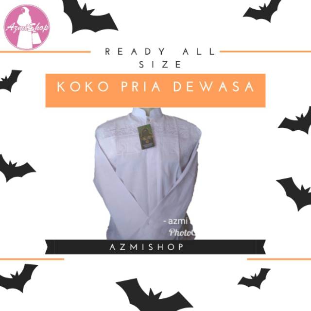 Baju Koko Muslim Pria Full Bordir Putih