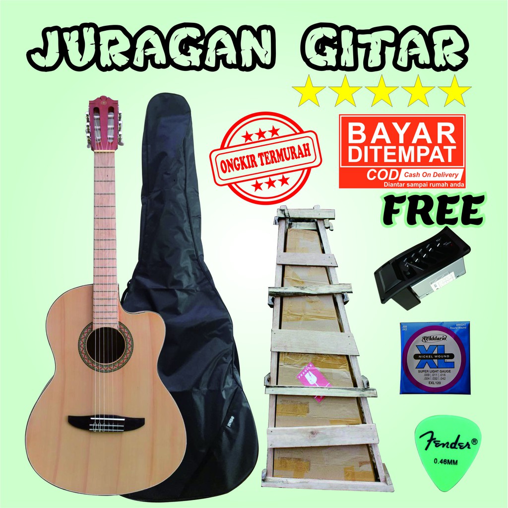 Gitar Nylon Yamaha cutway tanam besi