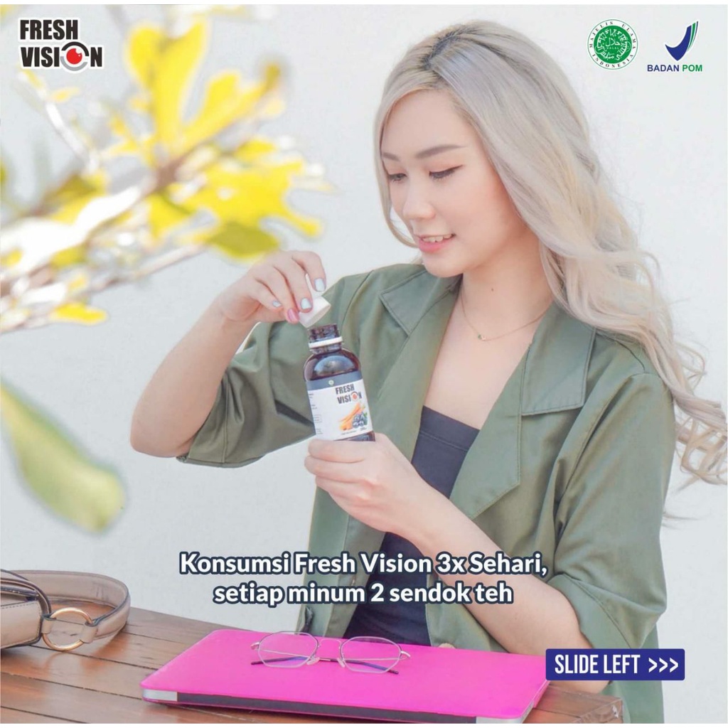 FRESH VISION Obat Mata Herbal / Suplemen Mata Madu FRESH VISION Untuk Mata Merah Lelah Kering Iritasi Gatal Buram Mata Minus / Nutrisi Mata Cegah Katarak Glaukoma 200ml