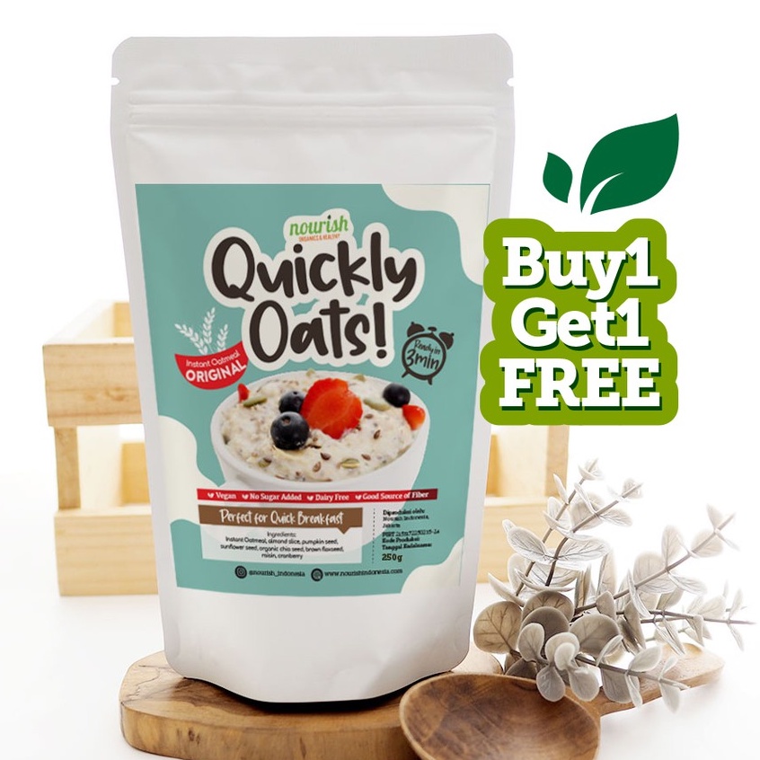 Quickly Oats! Instant Oatmeal Original Buy 1 Get 1 Free (250gr x 2pc)