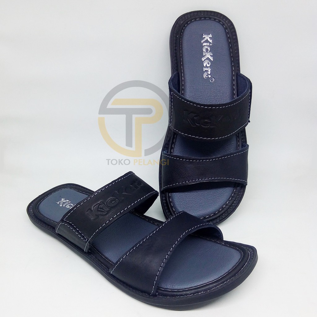 Sandal slop pria sendal casual full kulit sol karet tidak Sandal slop pria sendal casual full kulit sol karet tidak