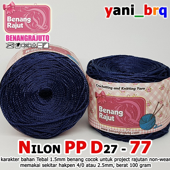 BENANG NILON PP D27 POLOS 77 DONGKER LIGHT TOKO BENANG RAJUT Q yani_brq