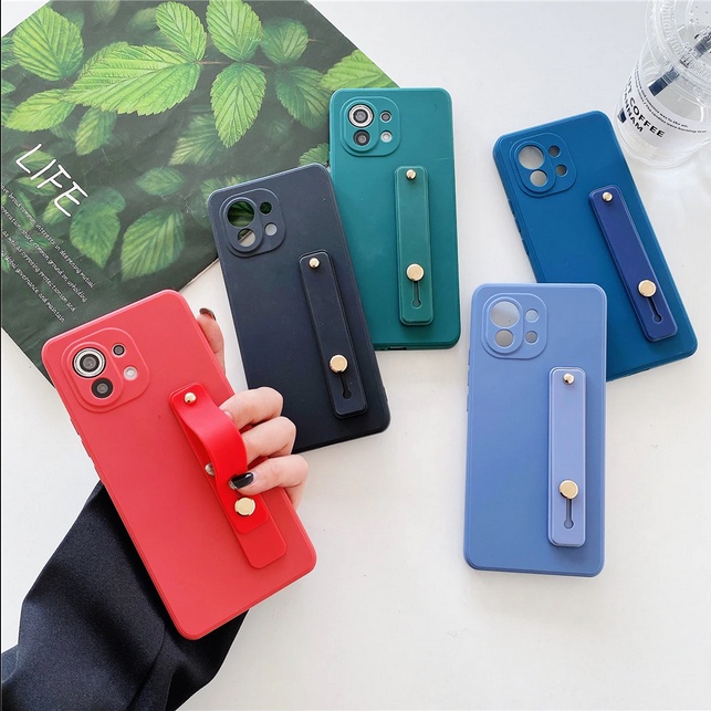 Vivo V20 SE Case Candy Wristband Strap Softcase Red Color Phone Cover