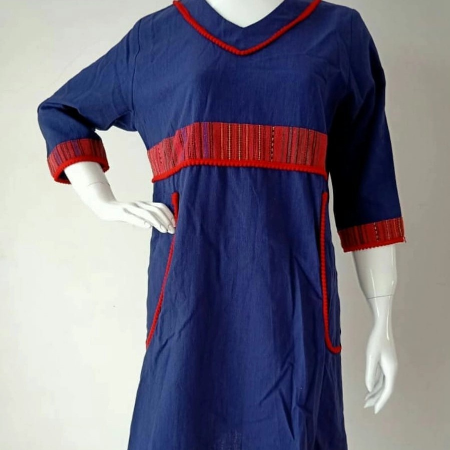 Tunik linen biru bangkok