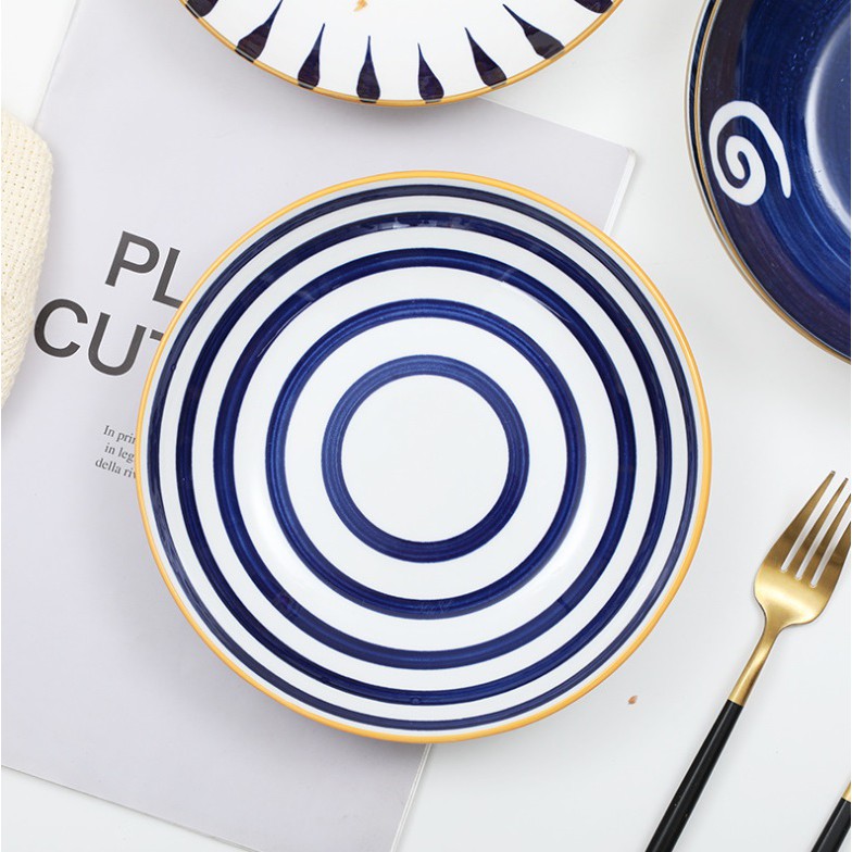 Piring Keramik Jepang / Piring Keramik / Piring Makan Keramik/ Bualt Modern 20cm-Lingkaran