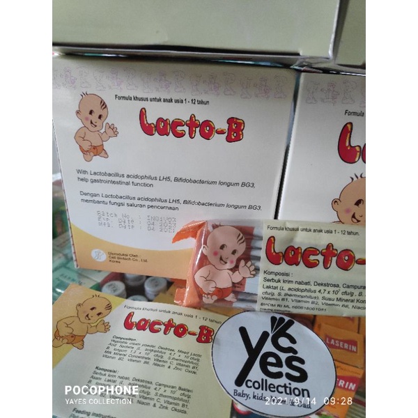 Lacto B Probiotik untuk diare &amp; Pencernaan 1 - 12 tahun anak baby Sachet 1 PCS Serbuk krim Nabati