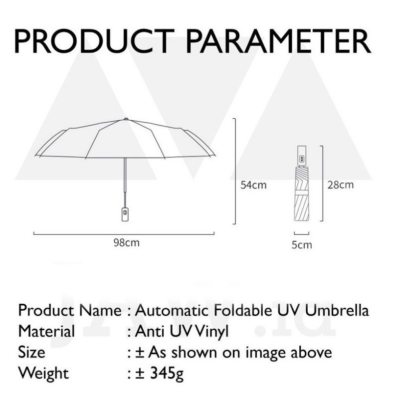 Payung Lipat PREMIUM Otomatis Anti UV / Payung Otomatis Buka Tutup