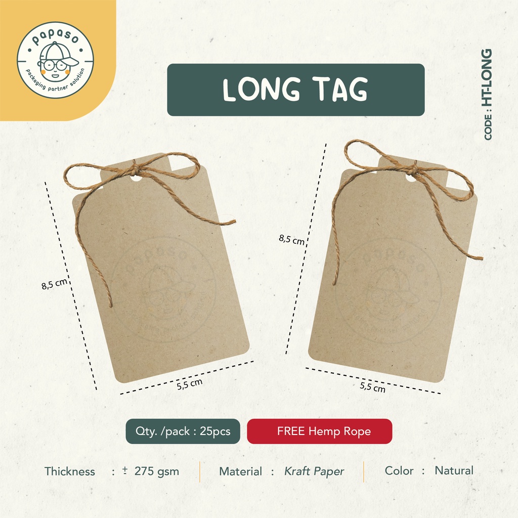 

Long Tag / Hang Tag / Kraft Tag / Tali Rami / 5,5x8,5cm