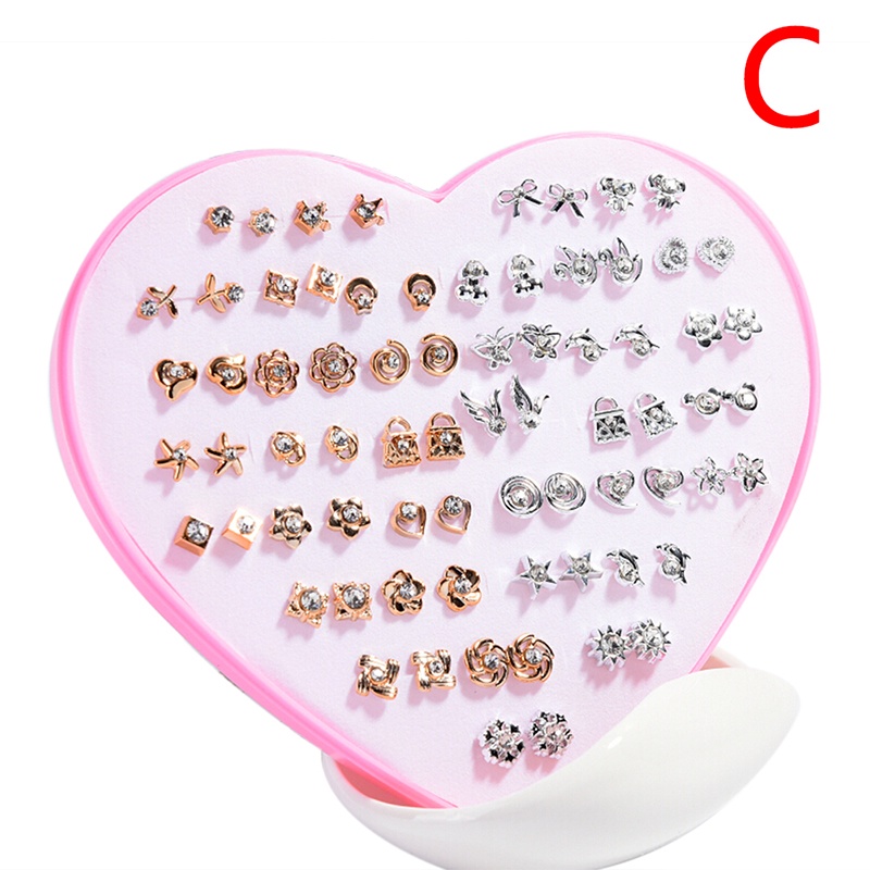 (Full Jy) 36 Pasang / Set Anting Tusuk Desain Bunga Hias Kristal Diamante Untuk Wanita