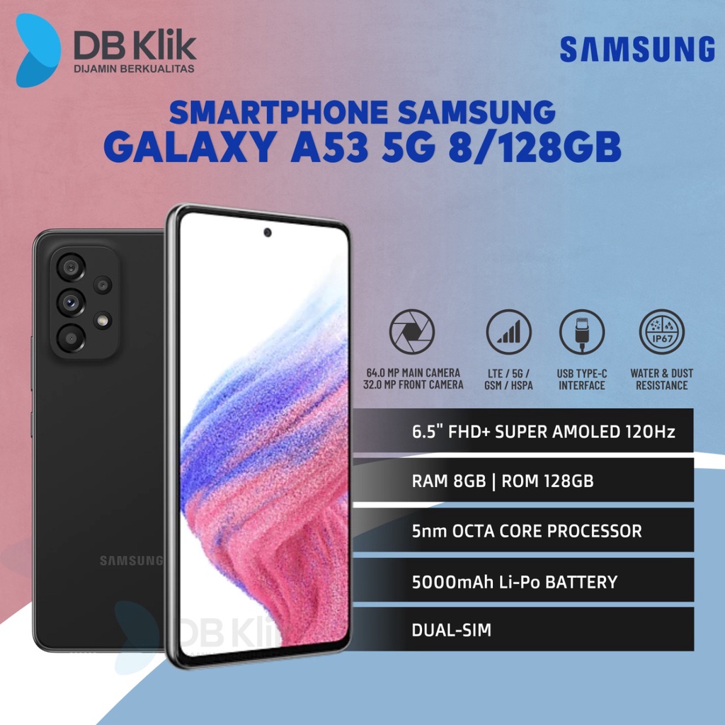 Handphone SAMSUNG GALAXY A53 5G 8/128GB - A53 8GB 128GB Garansi Resmi