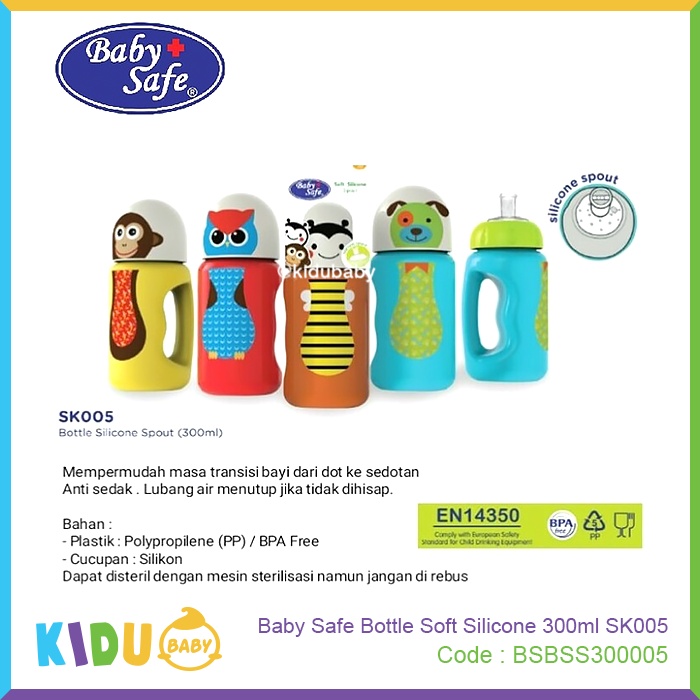 Baby Safe Botol Minum Anak Bottle Soft Silicone 300ml SK005 Kidu Baby