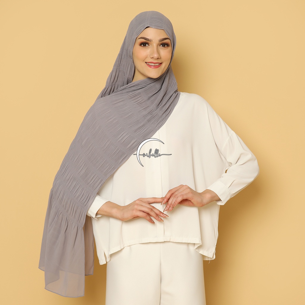 PASHMINA PLISKET SMOKE CERUTY BABYDOLL  |  PLISKET SMOK  |  PLEATS SHAWL BY ORBELLE