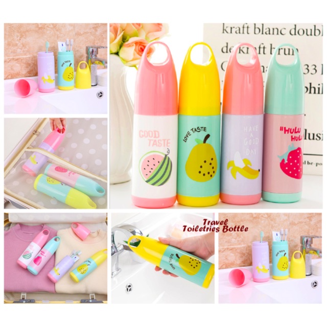 Travel toiletries bottle motif buah botol tempat sikat gigi dan odol