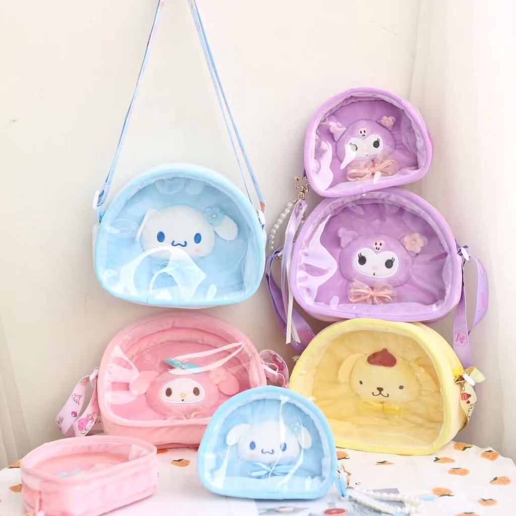 Tas kartun melody kuromi cinnamoroll melody  transparan bahan pvc