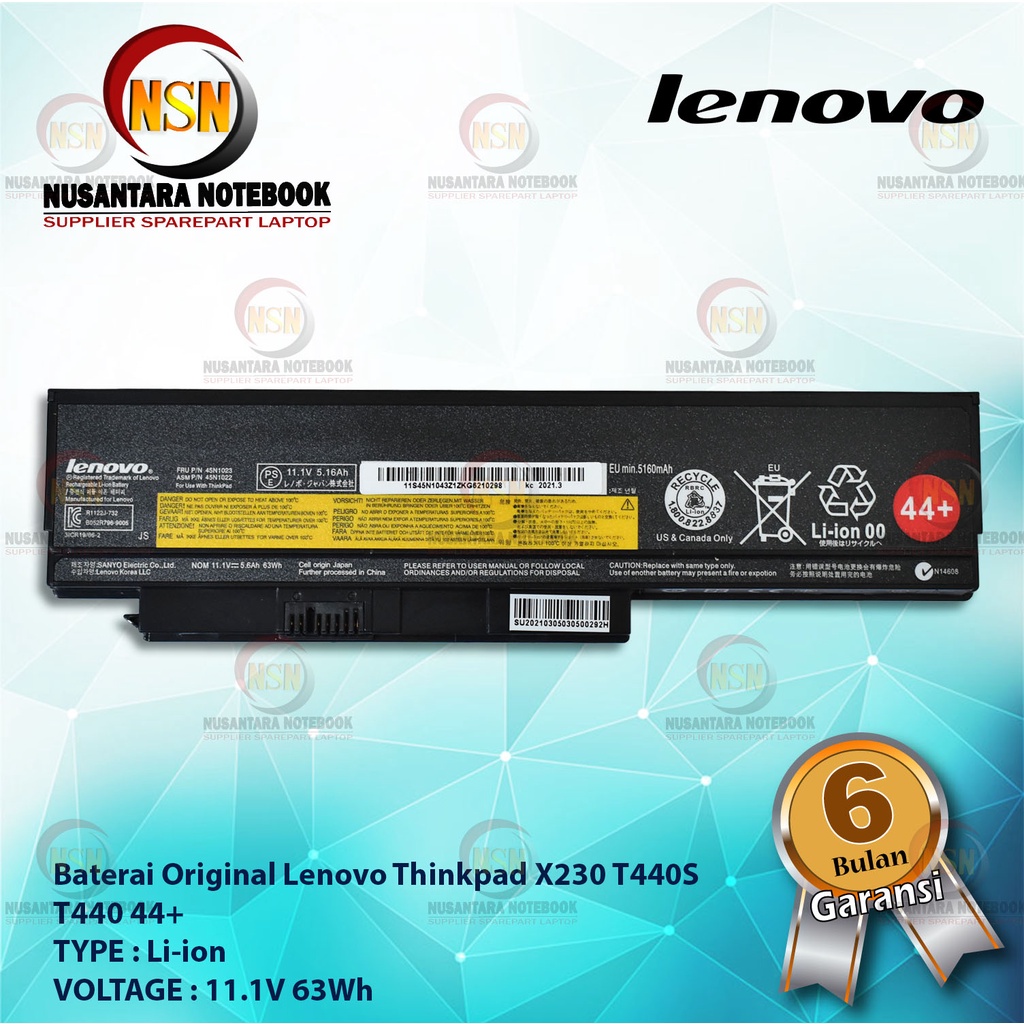 Baterai Laptop Original Lenovo Thinkpad X230 T440S T440 44+