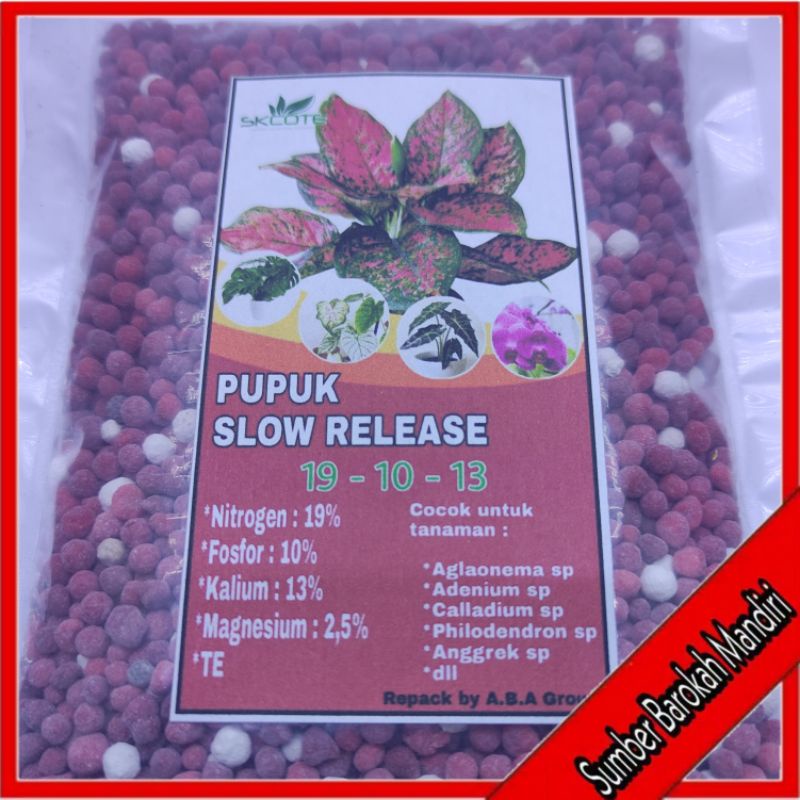 pupuk slow release merah 200g, pupuk slow release 19 10 13, pupuk anggrek, pupuk SR, pupuk osmocote