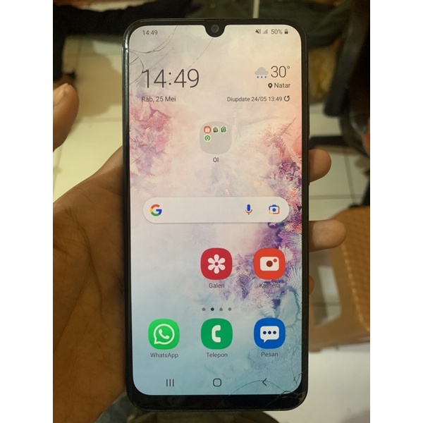 lcd samsung a50 original normalan retak glass